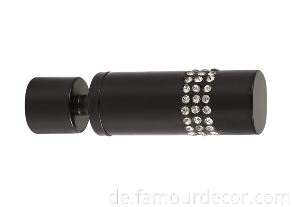 Black Aluminium Curtain Rod Set with Diamonds